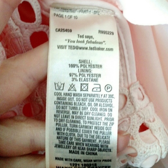 Ted Baker Graycee Eyelet Lace Laser Cut Fit & Flare Dress Blush Pink Sz 2 - Picture 7 of 8